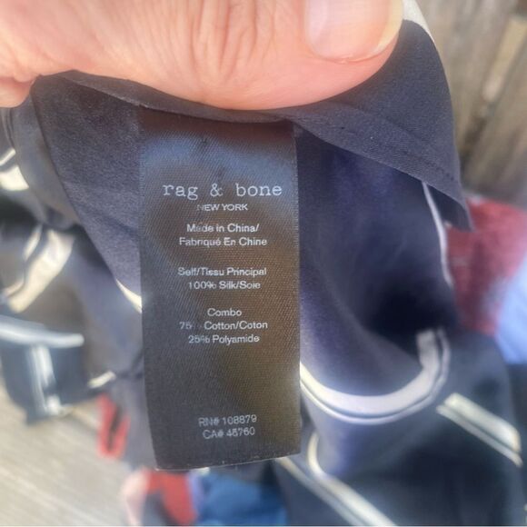 rag & bone Debbie Stripe Silk Blouse size XXS - Picture 11 of 12
